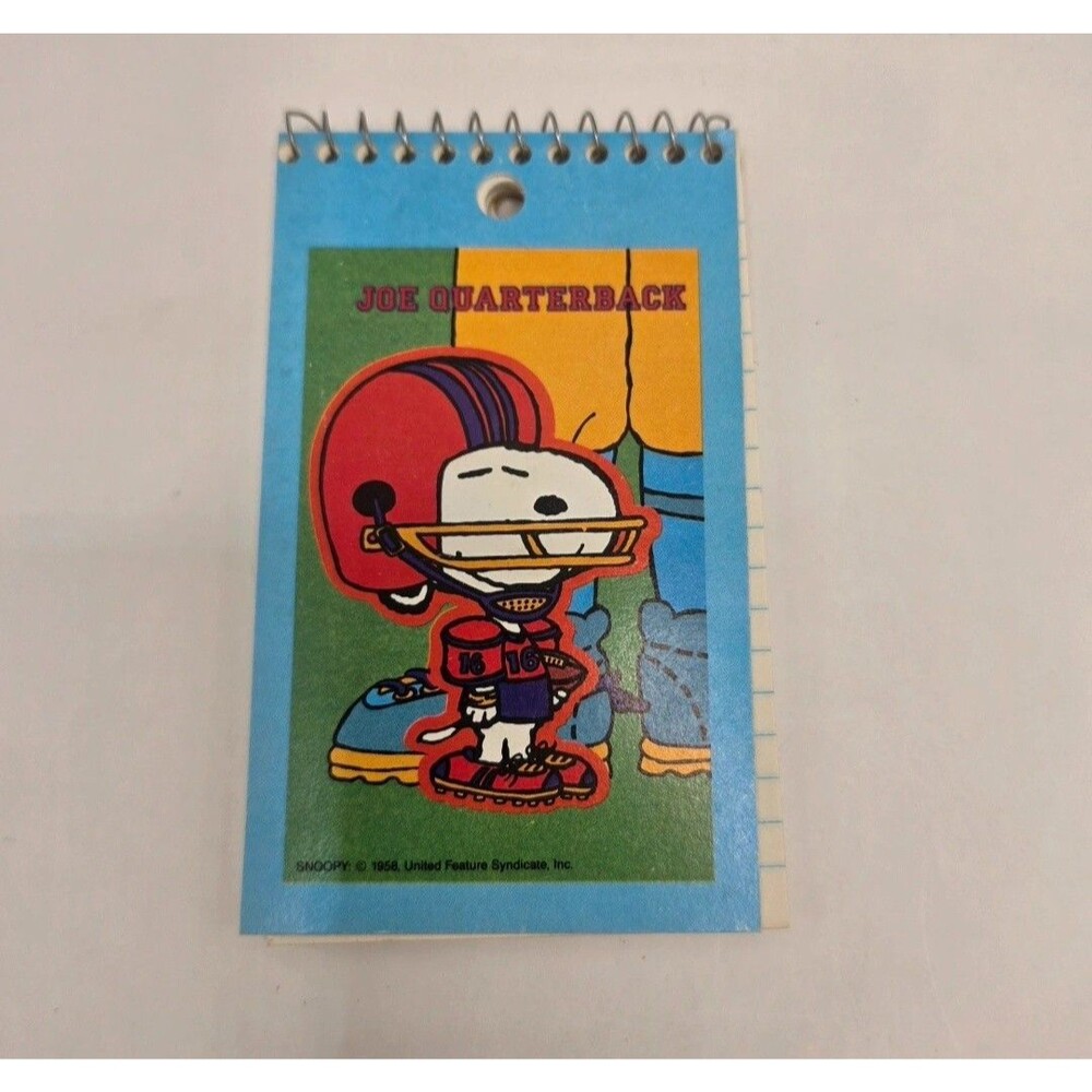 VTG 1970s Peanuts Snoopy Joe Cool Quarterback Spiral Lined Note Memo Pad 56 Pgs
